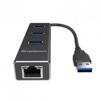 (LS)Simplecom CHN410 Black Aluminium 3 Port USB 3.0 HUB with Gigabit Ethernet Adapter 1000Mbps for PC MAC (LS) - Image 2