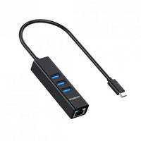 Simplecom CHN421 Black Aluminium USB-C to 3 Port USB HUB with Gigabit Ethernet Adapter - Image 3