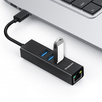 Simplecom CHN421 Black Aluminium USB-C to 3 Port USB HUB with Gigabit Ethernet Adapter - Image 4