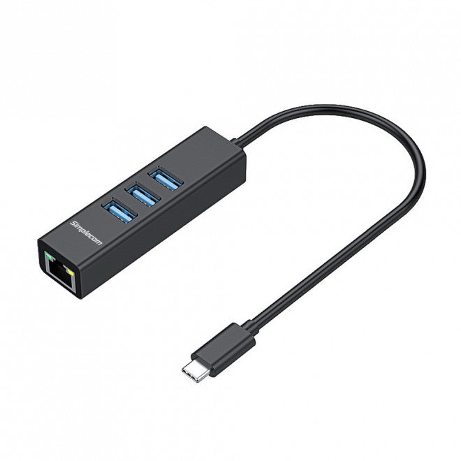 Simplecom CHN421 Black Aluminium USB-C to 3 Port USB HUB with Gigabit Ethernet Adapter - Image 5