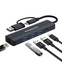Simplecom CHN436 USB-C and USB-A to 4-Port USB HUB with Gigabit Ethernet Adapter - Image 5