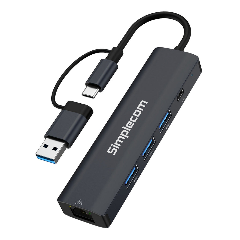 Simplecom CHN436 USB-C and USB-A to 4-Port USB HUB with Gigabit Ethernet Adapter - Image 2
