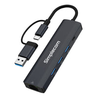 Simplecom CHN436 USB-C and USB-A to 4-Port USB HUB with Gigabit Ethernet Adapter - Image 2