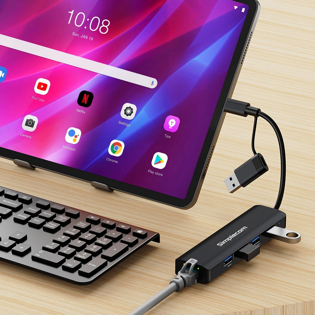 Simplecom CHN436 USB-C and USB-A to 4-Port USB HUB with Gigabit Ethernet Adapter - Image 4