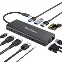 Simplecom CHN612 USB-C 12-in-1 Multiport Docking Station Dual HDMI + VGA Triple Display Gigabit LAN - Image 2
