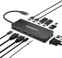 Simplecom CHN613 USB-C 13-in-1 Multiport Docking Station Dual HDMI + VGA Triple Display USB 3.2 Gen 2 10Gbps - Image 2