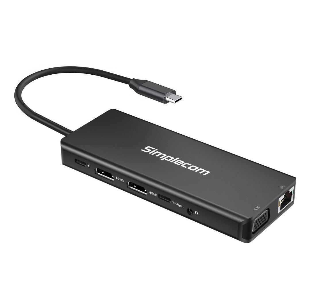 Simplecom CHN613 USB-C 13-in-1 Multiport Docking Station Dual HDMI + VGA Triple Display USB 3.2 Gen 2 10Gbps - Image 1
