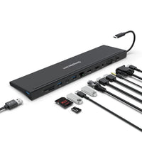 Simplecom CHN622 USB-C 12-in-1 Multiport Docking Station Laptop Stand Dual HDMI + VGA Triple Display Gigabit LAN - Image 5