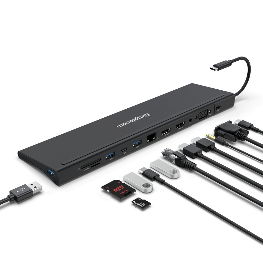 Simplecom CHN622 USB-C 12-in-1 Multiport Docking Station Laptop Stand Dual HDMI + VGA Triple Display Gigabit LAN - Image 5
