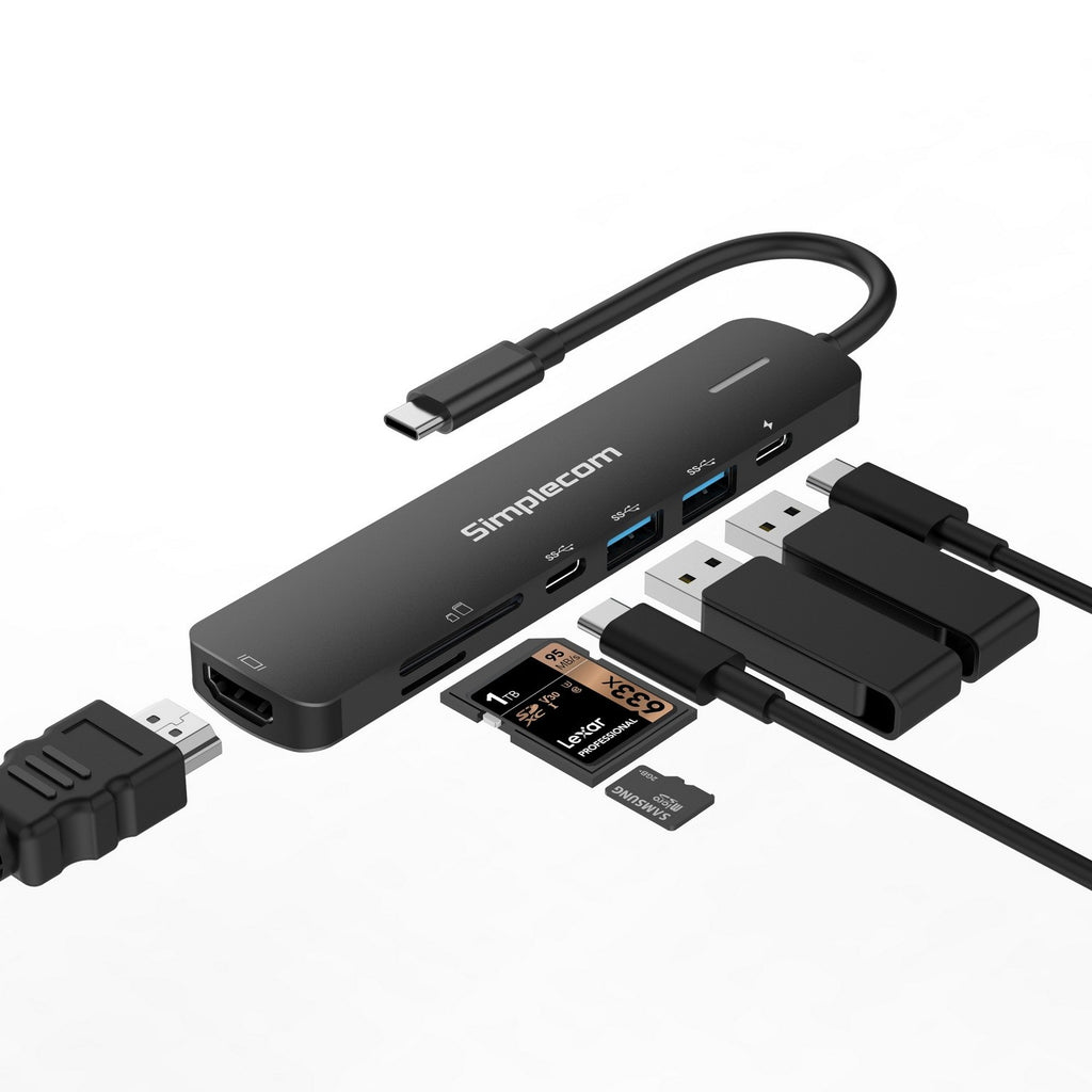 Simplecom CHT570 USB-C SuperSpeed 7-in-1 Multiport Hub Adapter HDMI 2.0 Docking Station - Image 2
