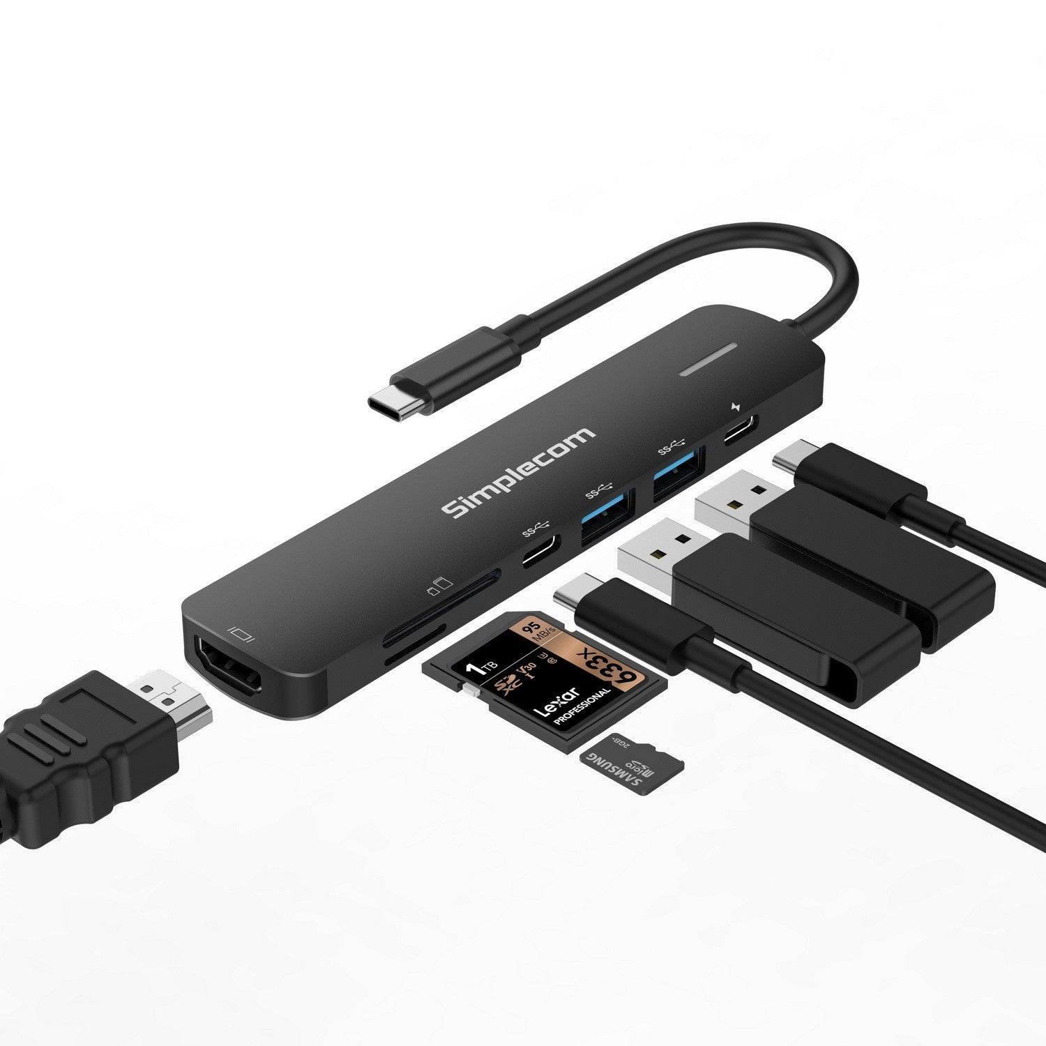 Simplecom CHT570 USB-C SuperSpeed 7-in-1 Multiport Hub Adapter HDMI 2.0 Docking Station - Image 2