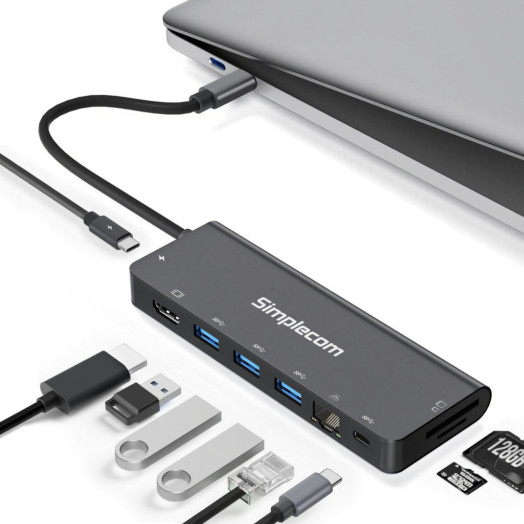 Simplecom CHT590 USB-C SuperSpeed 9-in-1 Multiport Docking Station HDMI 2.0 - Image 4