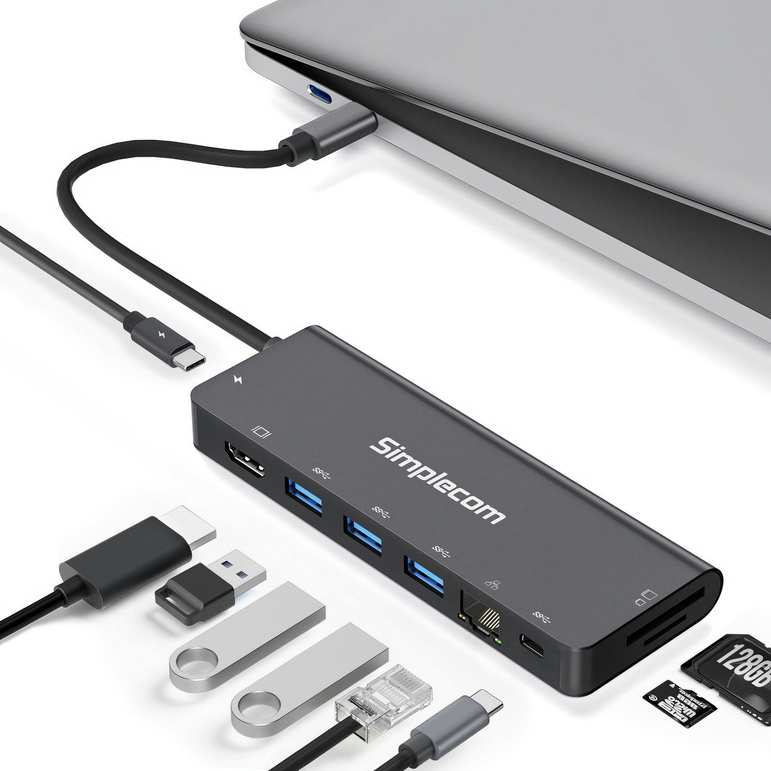 Simplecom CHT590 USB-C SuperSpeed 9-in-1 Multiport Docking Station HDMI 2.0 - Image 4