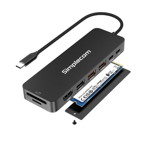 (LS)Simplecom CHT595 9-in-1 USB-C Multiport Docking Station with NVMe M.2 Enclosure 2xUSB-A 10Gbps, USB-C 10Gbps, HDMI 2.0 4K@60Hz, SD/MicroSD, PD100W - Image 2