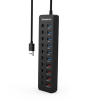 Simplecom CHU810 48W 10-Port USB 3.0 Hub and Charger with Individual Switches 12V/4A Power Adapter BC1.2 Fast Charging - Image 3