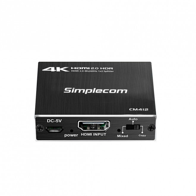 Simplecom CM412 HDMI 2.0 1x2 Splitter 1 IN 2 Out 4K@60Hz HDR10 2 Port HDMI Duplicator - Image 2