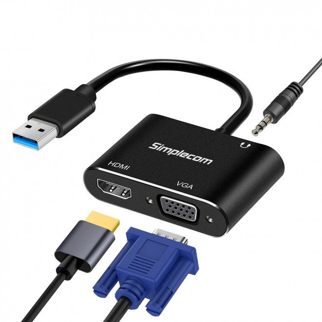 (LS)Simplecom DA316A USB to HDMI + VGA Video Card Adapter with 3.5mm Audio - Image 2