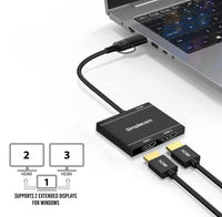 Simplecom DA327 USB 3.0 or USB-C to Dual HDMI Display Adapter for 2x 1080p Extended Screens - Image 2