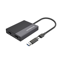 Simplecom DA369 USB 3.0 or USB-C to Dual 4K HDMI 2.0 Display Adapter for 2x 4K@60Hz Extended Screens - Image 1