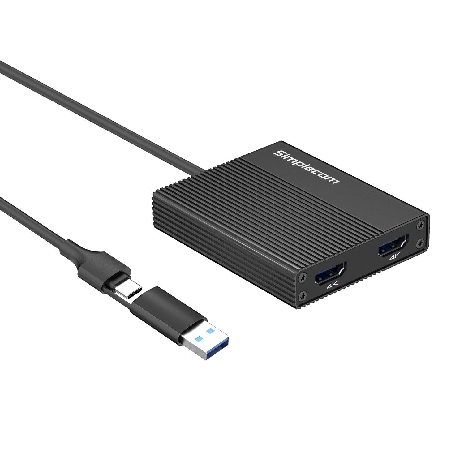 Simplecom DA369 USB 3.0 or USB-C to Dual 4K HDMI 2.0 Display Adapter for 2x 4K@60Hz Extended Screens - Image 2