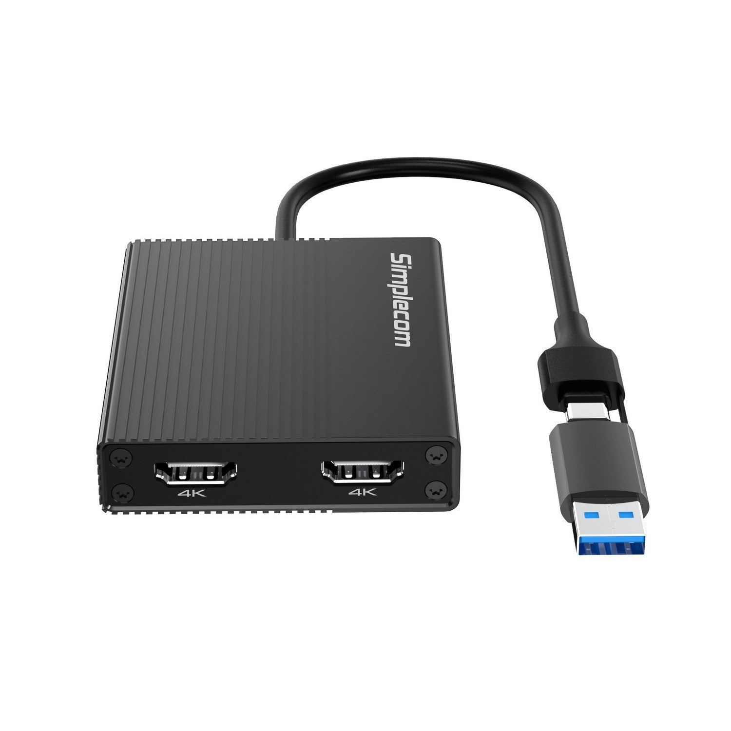 Simplecom DA369 USB 3.0 or USB-C to Dual 4K HDMI 2.0 Display Adapter for 2x 4K@60Hz Extended Screens - Image 3