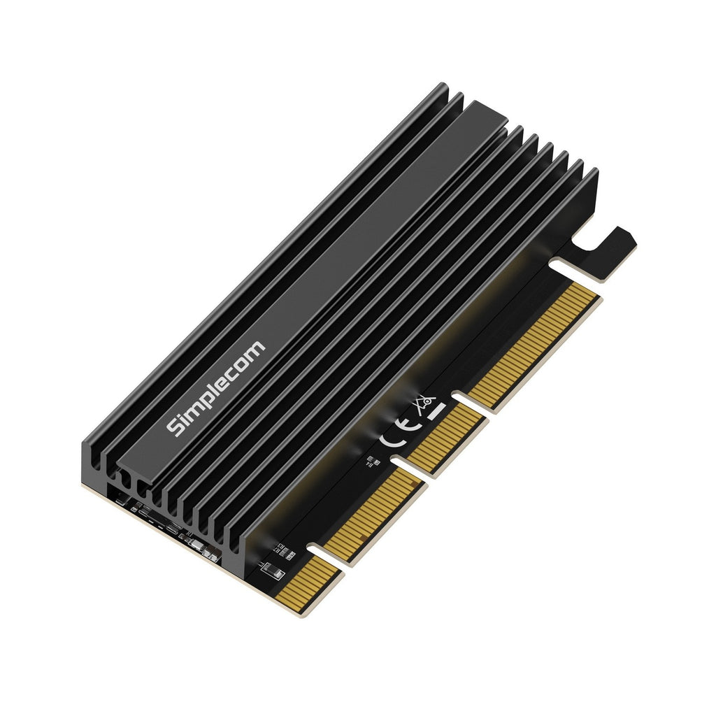 Simplecom EC415B NVMe M.2 SSD to PCIe x4 x8 x16 Expansion Card with Aluminium Heat Sink Black - Image 1