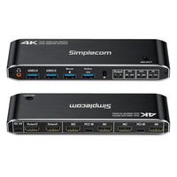 Simplecom KM430 Dual HDMI Monitor KVM Switch for 2 Computers with 4-Port USB Hub 4K@60Hz Keyboard Hotkey - Image 2