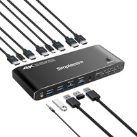 Simplecom KM430 Dual HDMI Monitor KVM Switch for 2 Computers with 4-Port USB Hub 4K@60Hz Keyboard Hotkey - Image 3