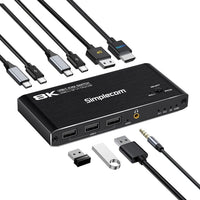Simplecom KM470 2-Port USB-C KVM Switch 8K Docking Station HDMI 2.1 DP for Laptop Tablet - Image 2