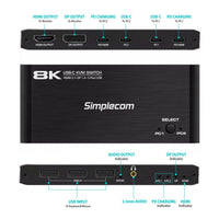 Simplecom KM470 2-Port USB-C KVM Switch 8K Docking Station HDMI 2.1 DP for Laptop Tablet - Image 3