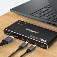 Simplecom KM470 2-Port USB-C KVM Switch 8K Docking Station HDMI 2.1 DP for Laptop Tablet - Image 4