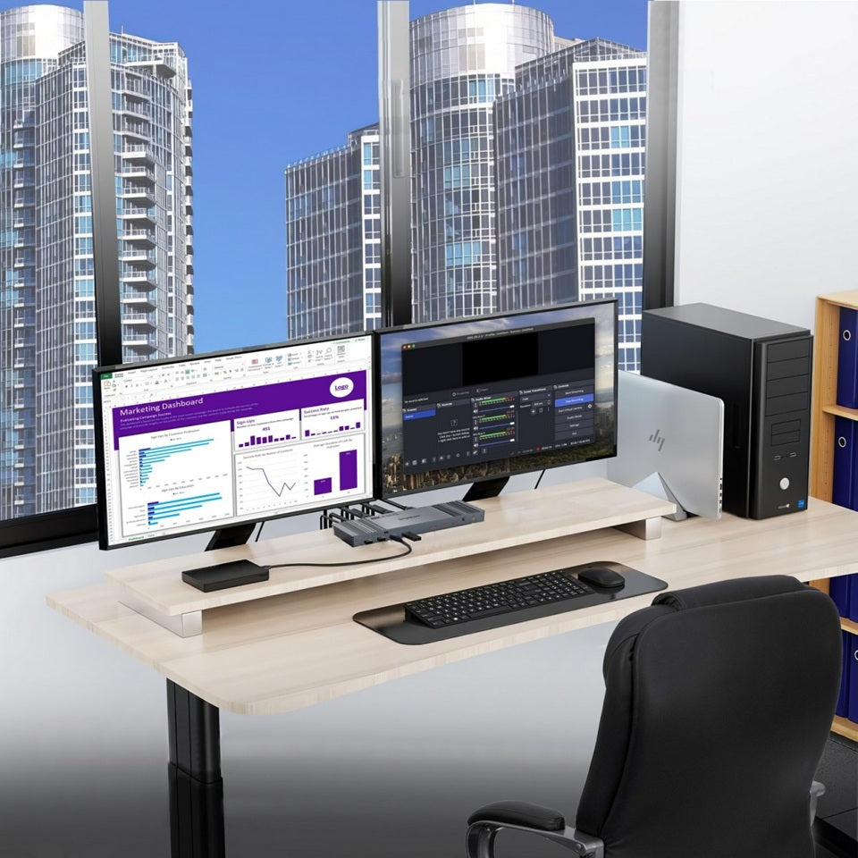Simplecom KM490 HDMI and DisplayPort Dual Monitor KVM Switch for 2 Computers with 4-Port USB 3.0 Hub 5Gbps 8K@60Hz - Image 4