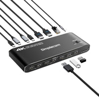 Simplecom KM590 2-Port USB-C Dual 4K HDMI Monitor KVM Switch and Docking Station with Network Sharing - Image 2