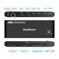 Simplecom KM590 2-Port USB-C Dual 4K HDMI Monitor KVM Switch and Docking Station with Network Sharing - Image 3