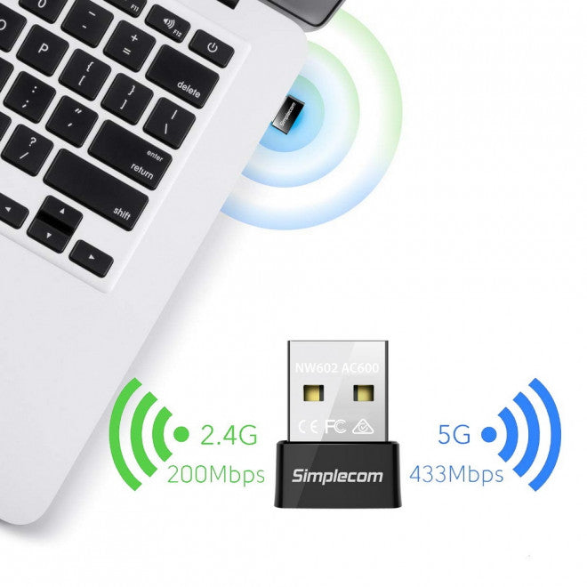 Simplecom NW602 AC600 Dual Band Nano USB WiFi Wireless Adapter - Image 3