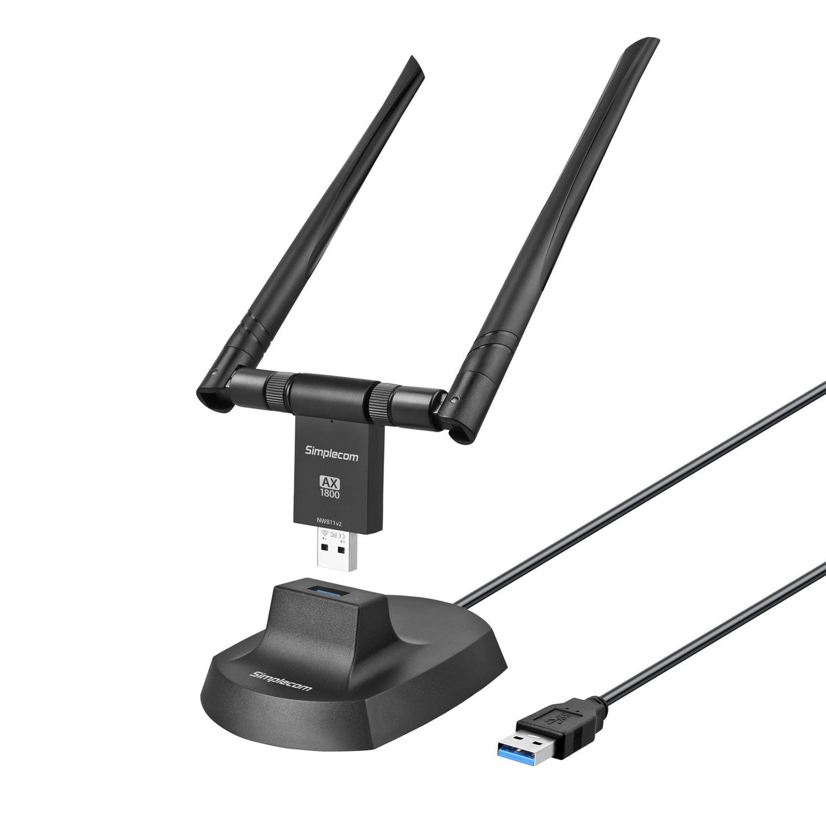 Simplecom NW811v2 AX1800 Dual Band WiFi 6 USB Adapter 802.11ax with 2x 5dBi High Gain Antennas - Image 5