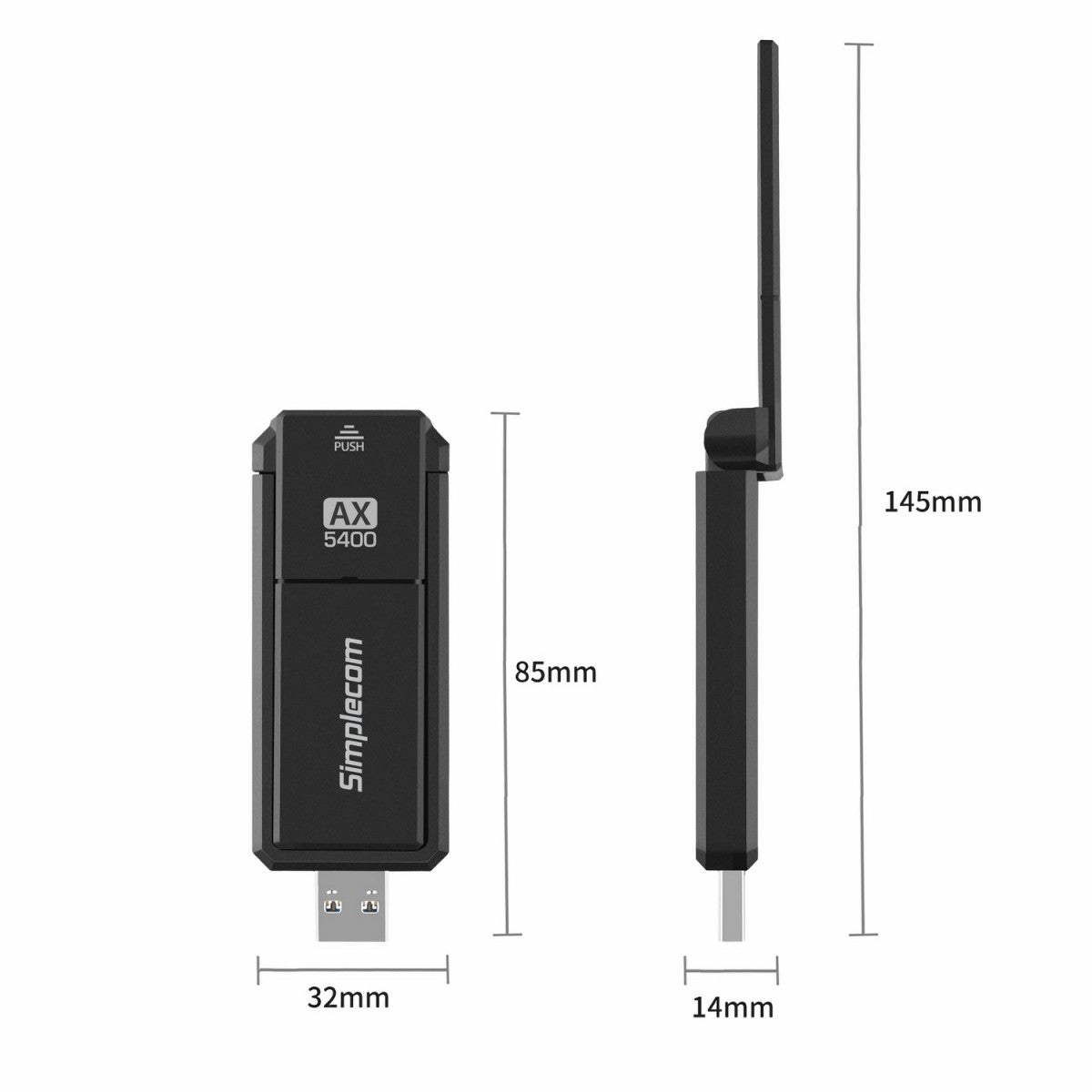 Simplecom NW812v2 AX5400 Tri-Band WiFi 6E USB Adapter, USB 3.2, AX5400, 2.4/5/6GHz, up to 2402Mbps, MU-MIMO, OFDMA, WPA3, foldable antenna - Image 3