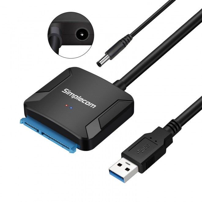 Simplecom SA236 USB 3.0 to SATA Adapter Cable Converter with Power Supply for 2.5" & 3.5" HDD SSD - Image 1