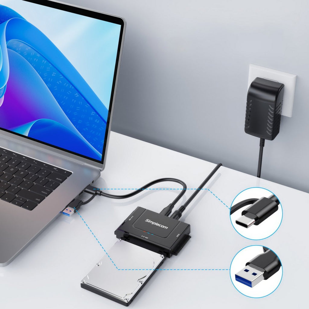 Simplecom SA492C SuperSpeed USB to 2.5", 3.5" & 5.25" SATA/IDE Adapter with Power Supply - Image 4
