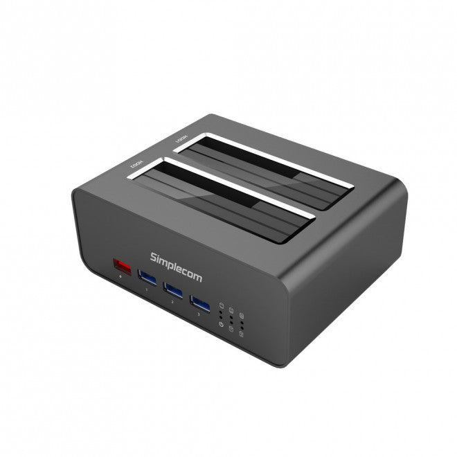 Simplecom SD352 USB 3.0 to Dual SATA Aluminium Docking Station with 3-Port Hub and 1 Port 2.1A USB Charger (LS) - Image 1