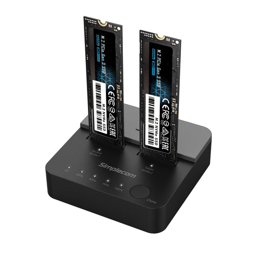 (LS)Simplecom SD550v2 USB 3.2 Gen2x2 to Dual Bay NVMe M.2 SSD Docking Station Duplicator Offline Clone - Image 1