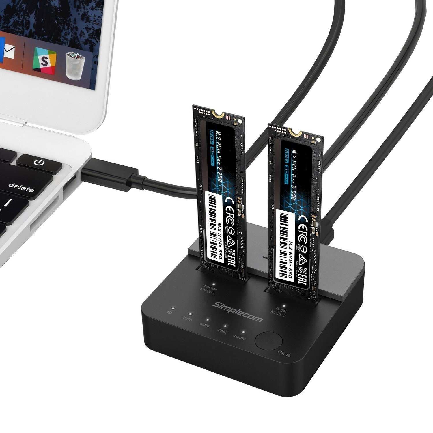 (LS)Simplecom SD550v2 USB 3.2 Gen2x2 to Dual Bay NVMe M.2 SSD Docking Station Duplicator Offline Clone - Image 4