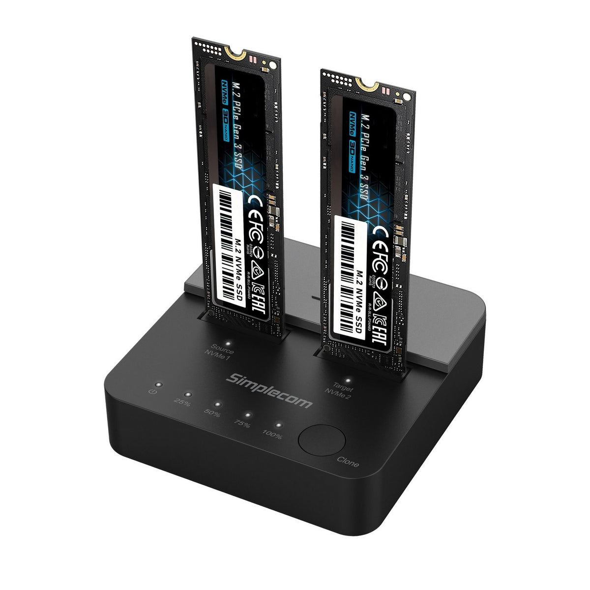 Simplecom SD550v2 USB 3.2 Gen2x2 to Dual Bay NVMe M.2 SSD Docking Station Duplicator Offline Clone - Image 5