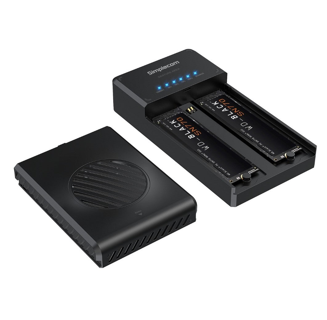 Simplecom SD560 Dual Bay NVMe M.2 SSD Enclosure Offline Clone Docking Station USB 3.2 Gen2 10Gbps - Image 2