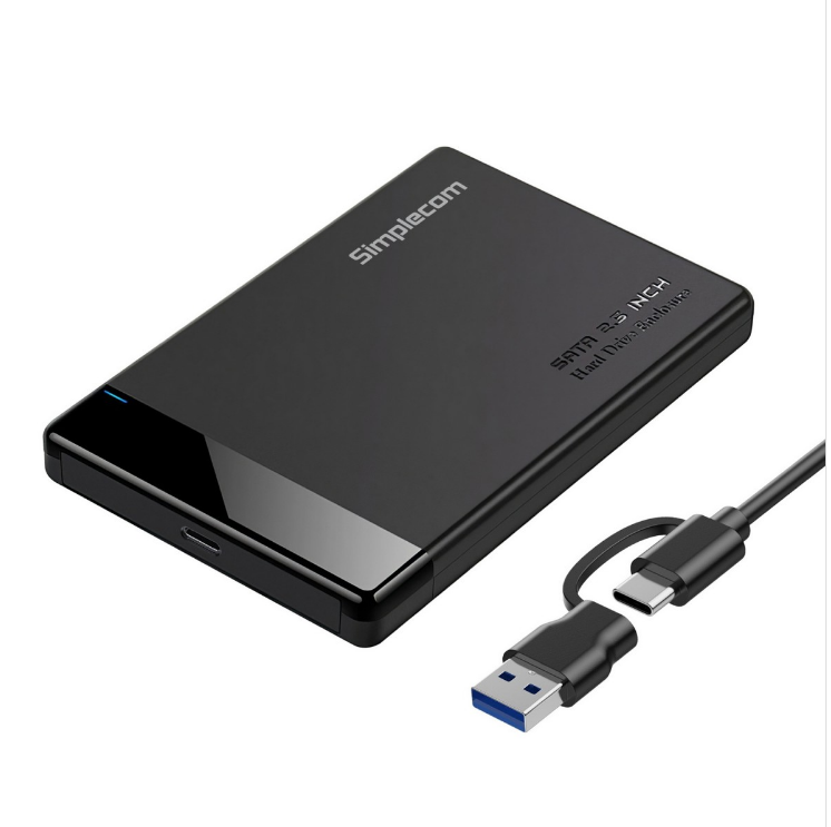 Simplecom SE109 Tool-free 2.5" SATA HDD SSD to USB-C Enclosure USB 3.2 Gen 1 Compatible with 7mm and 9.5mm laptop 2.5" SATA HDD/SSD - Image 1
