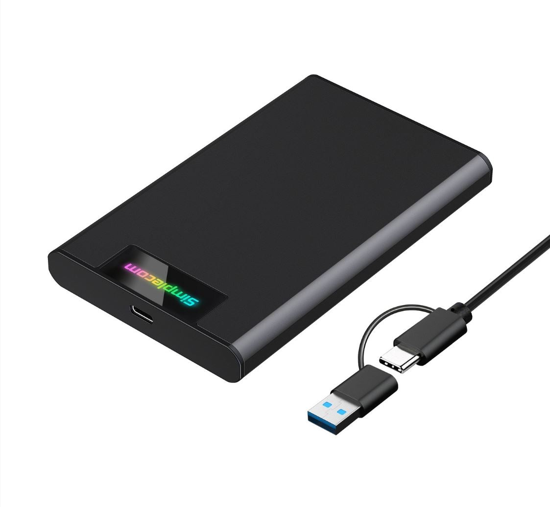 Simplecom SE239 Tool-free 2.5" SATA HDD SSD to USB-C Enclosure with RGB Lights USB 3.2 Gen 2 2 interface, utilize full speed of SATA SSD up to 6Gbps - Image 1