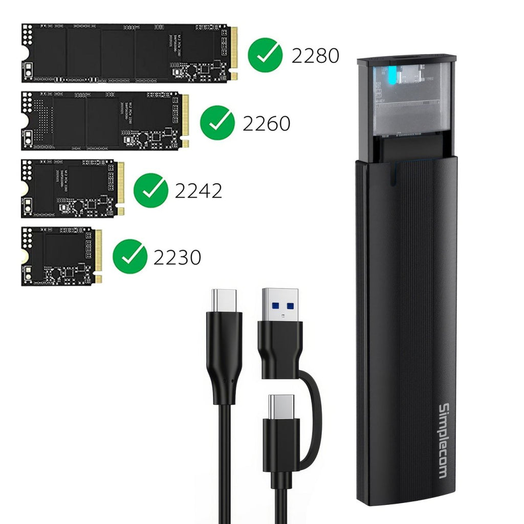 Simplecom SE517 NVMe / SATA Dual Protocol M.2 SSD Tool-Free USB-C Enclosure USB 3.2 Gen 2 10Gbps - Image 4