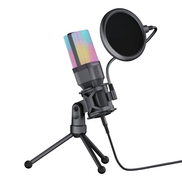 Simplecom UM650 USB Cardioid Condenser Microphone Gaming RGB Lights with Tripod & Pop Filter - Image 2