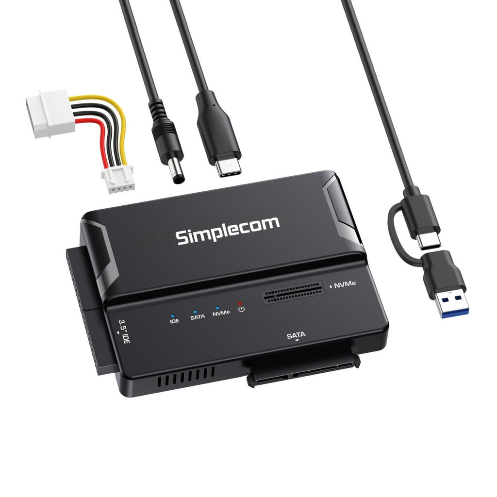 Simplecom SA539 USB to M.2/SATA/IDE 3-IN-1 Adapter for 2.5"/3.5" HDD & NVMe M.2 SSD with Power Supply - Image 2