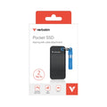 Verbatim Pocket SSD USB 3.2 Gen 2 2TB Black/Blue, Convenient keyring and cable holder keeps your cable neat and tangle-free											Verbatim Pocke - Image 1